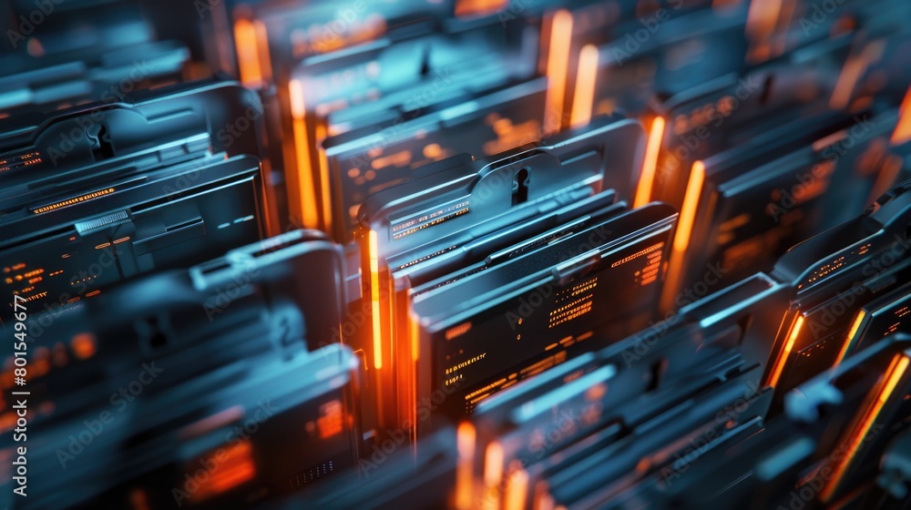 Futuristic Cybersecurity Data Center with Glowing Locks Futuristic Cybersecurity Data Center with Glowing Locks