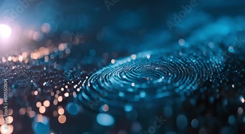 Innovative biometric security for financial data access using blue fingerprint background. Concept Biometric Security, Financial Data Access, Blue Fingerprint, Innovative Technology photo
