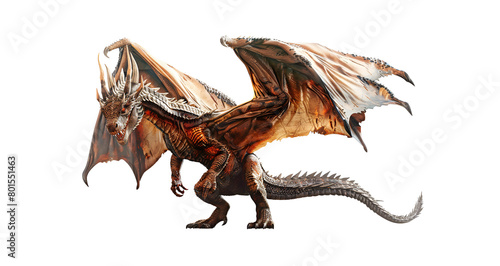Full Body Image of a Fierce and Mystical Medieval Dragon, Isolated on Transparent Background, PNG