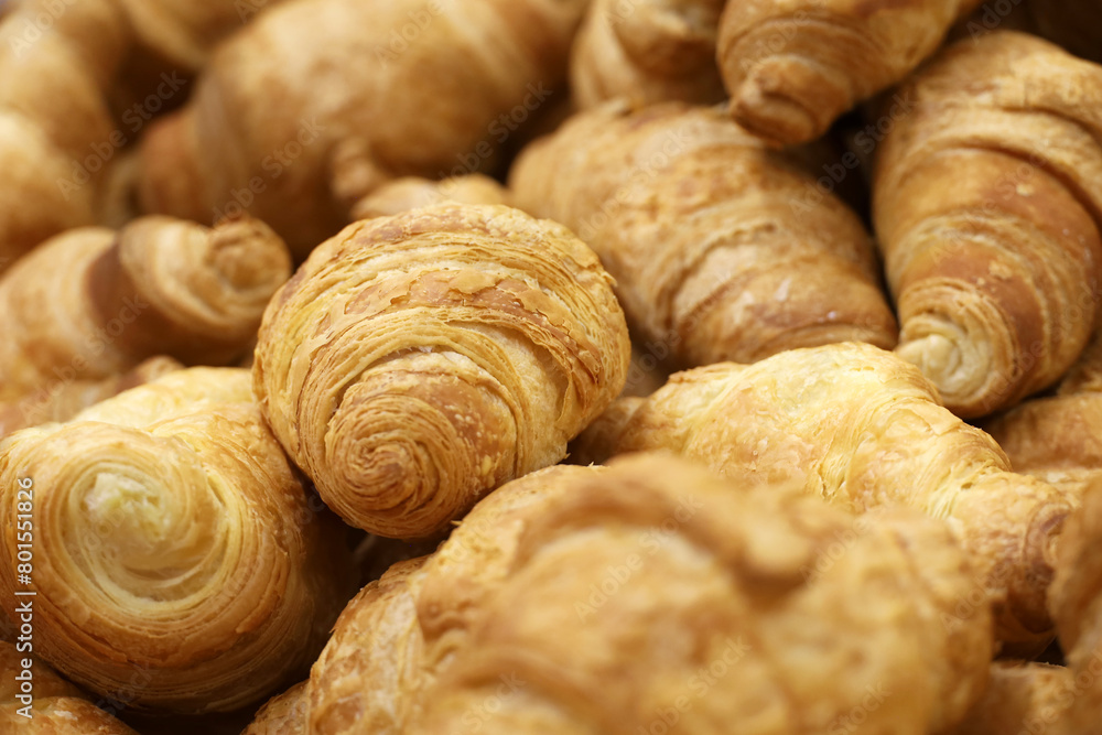 Fresh baked croissants. Tasty breakfast, sweet cakes Fresh baked croissants. Tasty breakfast, sweet cakes