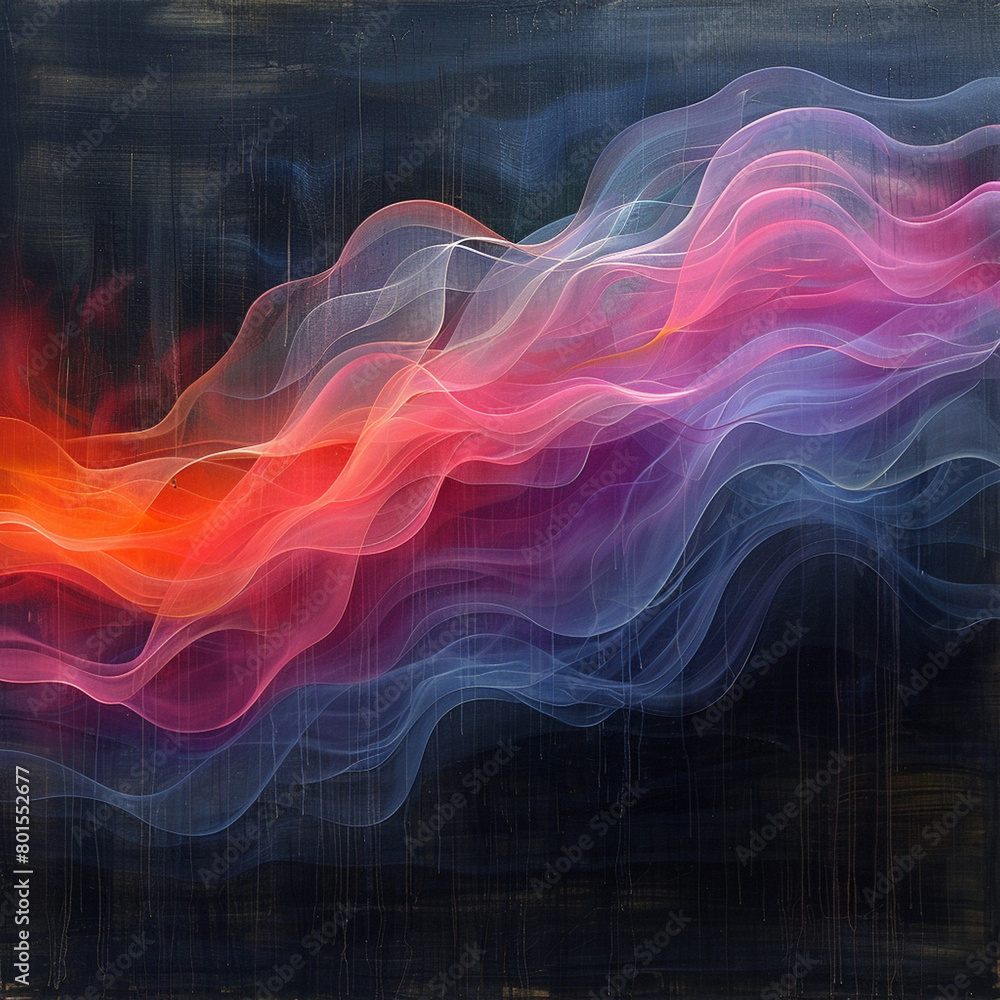 Fototapeta premium Colorful Waves, Particles, Background, Pattern,