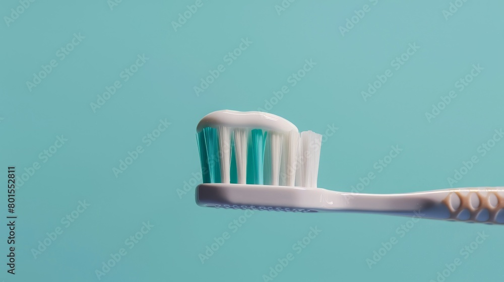 Toothbrush with toothpaste on a blue background close-up Toothbrush with toothpaste on a blue background close-up