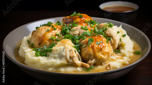 A savory and comforting bowl of chicken and dumplings with soft and fluffy dumplings.