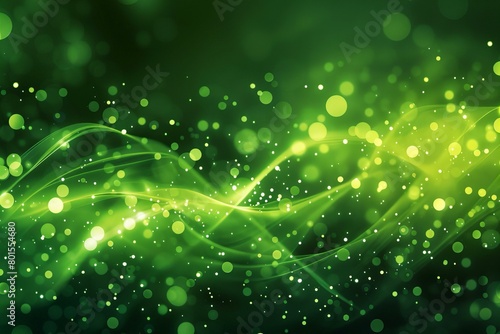 Vibrant Green Abstract Background with Light Particles