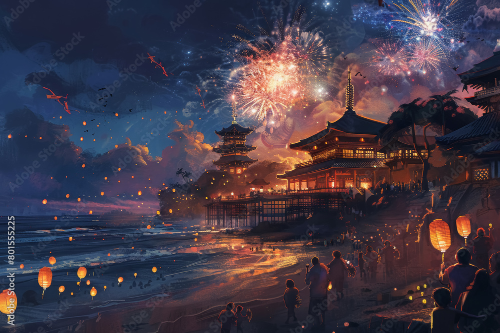 Temple Ocean View with Beachfront Fireworks Display