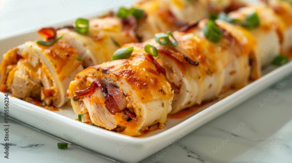 Roll with chicken and bacon and ranch dressing. Roll with chicken and bacon and ranch dressing.