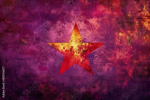 Vibrant Star on Purple and Red Grunge Background
