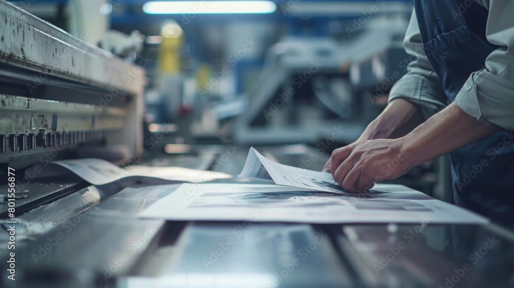 Man Working in Printing Press Man Working in Printing Press