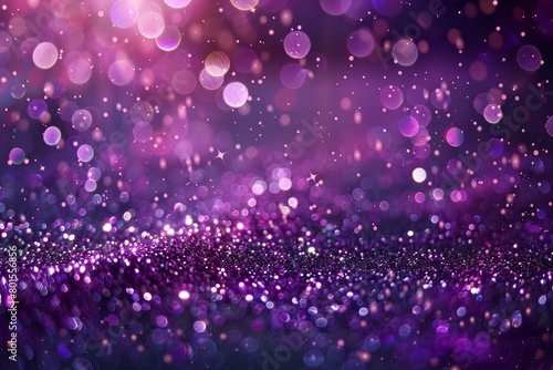 Sparkling Purple Background with Glitter and Bokeh Lights