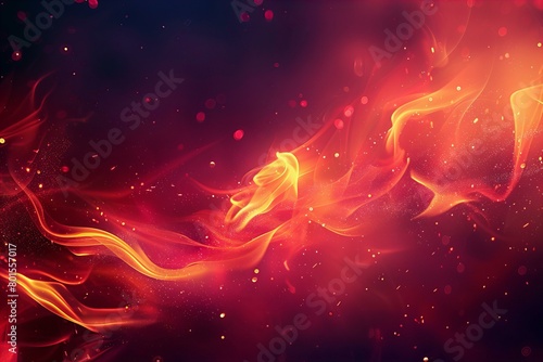 Vibrant Red and Orange Abstract Background with Floating Particles