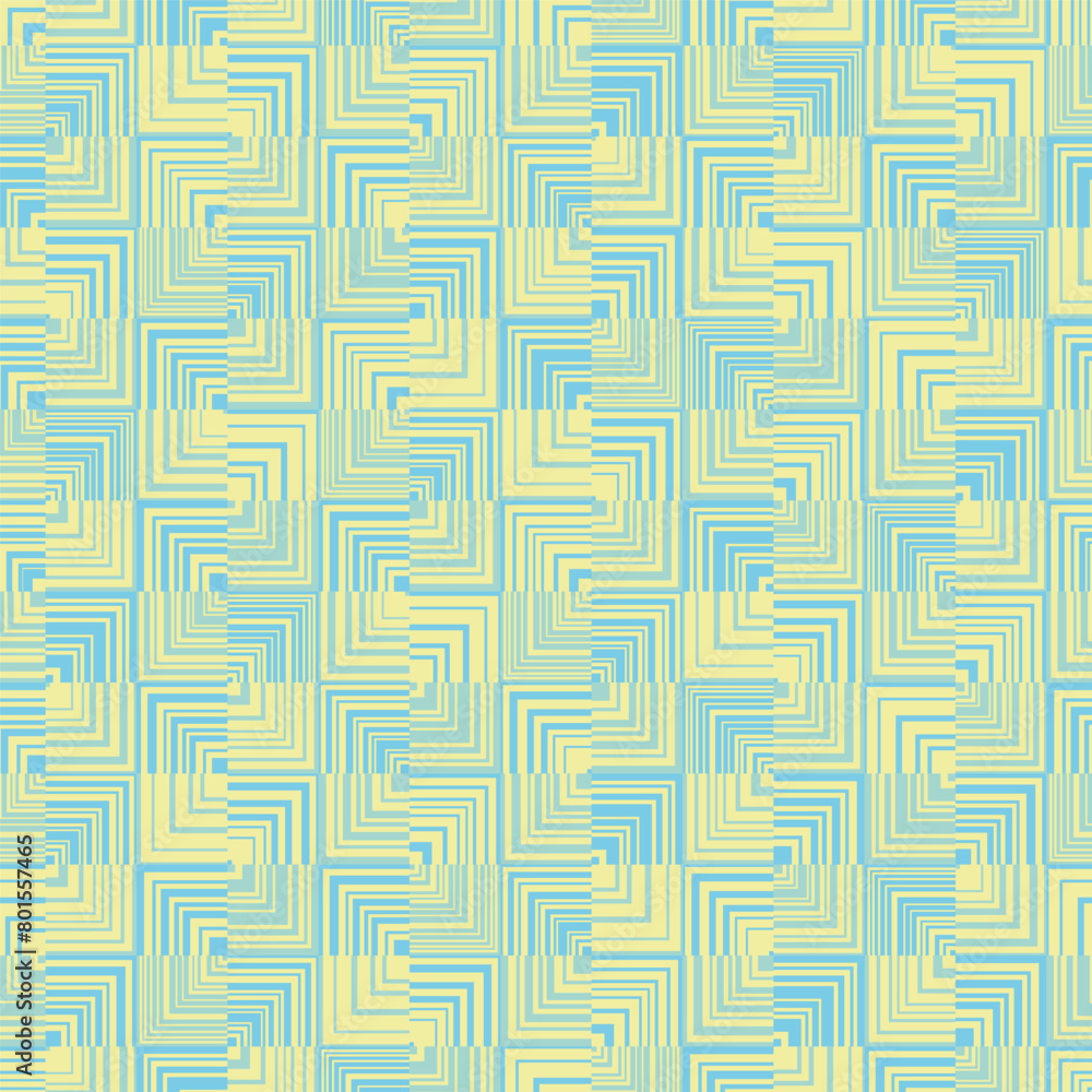 Geometric seamless vector pattern generated with quarters of concentric outlined squares. Abstract illustration background of rotated angles. Geometric seamless vector pattern generated with quarters of concentric outlined squares. Abstract illustration background of rotated angles.