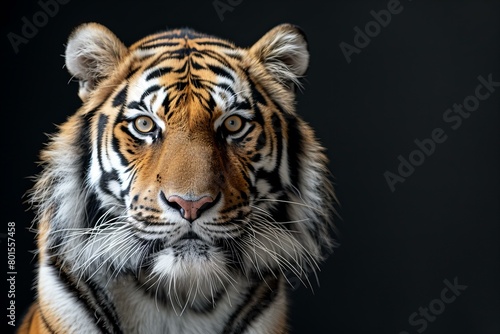 Stunning Close-Up of Tiger Against a Black Background © Sandu