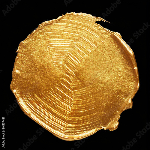 trace of gold paint on a black background, gold seal, gold paint