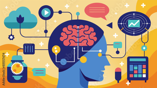 A braincomputer interface with signals being transmitted between a persons thoughts and a quantum neural network to complete complex tasks..