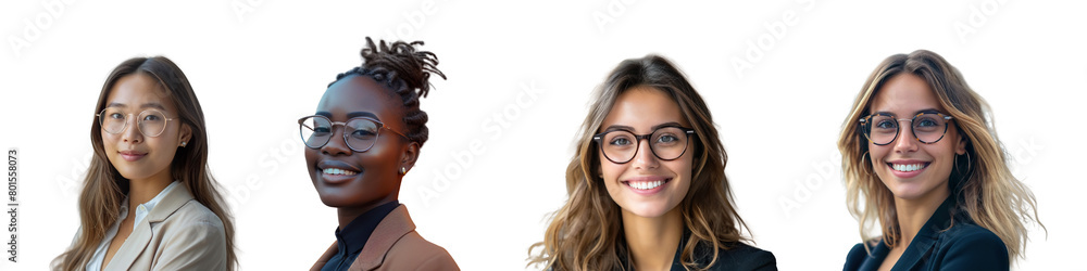 Set bundle of Young confident business women smiling PNG transparent background isolated graphic resource. Success, career, leadership, professional, diversity in a workplace concept Set bundle of Young confident business women smiling PNG transparent background isolated graphic resource. Success, career, leadership, professional, diversity in a workplace concept