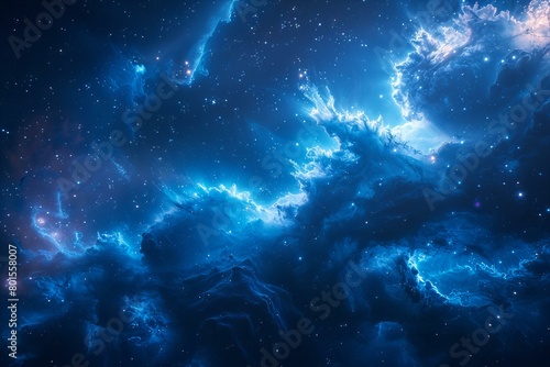 Stunning Blue Nebula Dust with Cosmic Cloud Formations