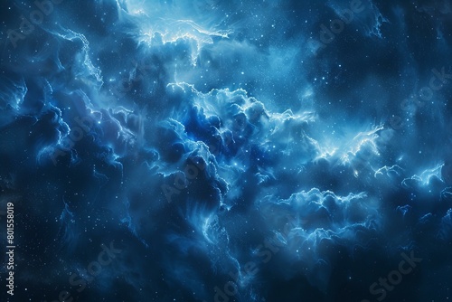 Blue Nebula Dust Effect with Radiant Cosmic Clouds