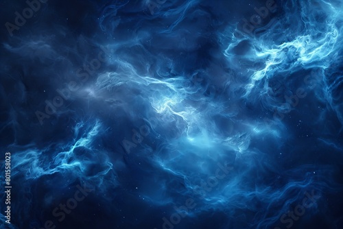 Surreal Blue Nebula Dust Cloud With Electric Swirls