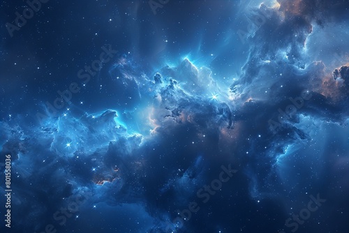 Stunning Blue Nebula Dust Effect in Cosmic Cloud Formation © Sandu