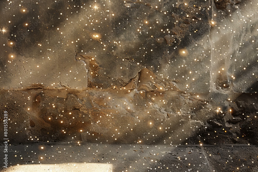 Ethereal Dust Particles Over Brown Abstract Texture
