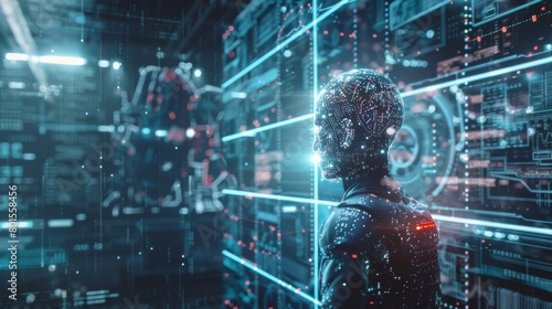 Futuristic Cyber Profile: Detailed Digital Representation of a Human Face