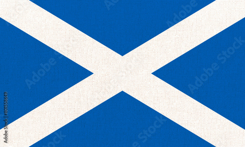 Flag of Scotland. official flag of Scotland on fabric. Scottish official symbol © alexmak