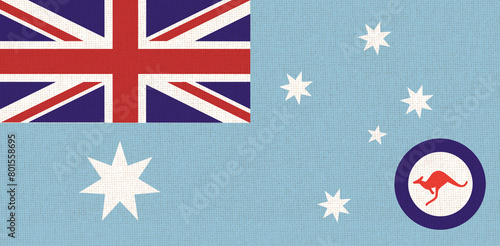 Royal Australian Air Force Ensign Flag on Fabric Texture. Australian symbol. © alexmak