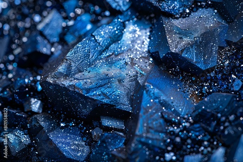 Stunning Close-Up of Blue Dumortierite Crystals with Sparkles photo