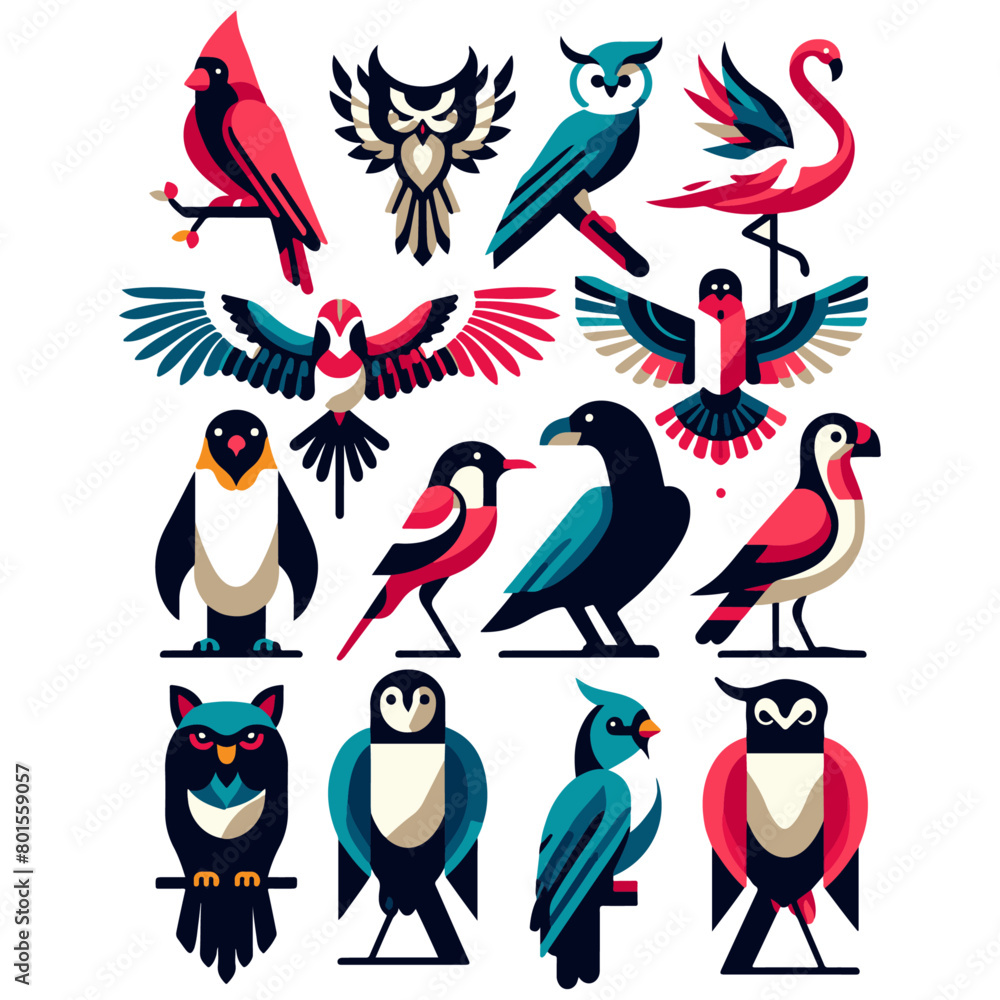 Fototapeta premium Avian Artistry: Abstract Bird Vector Design Elements for Creative Expression