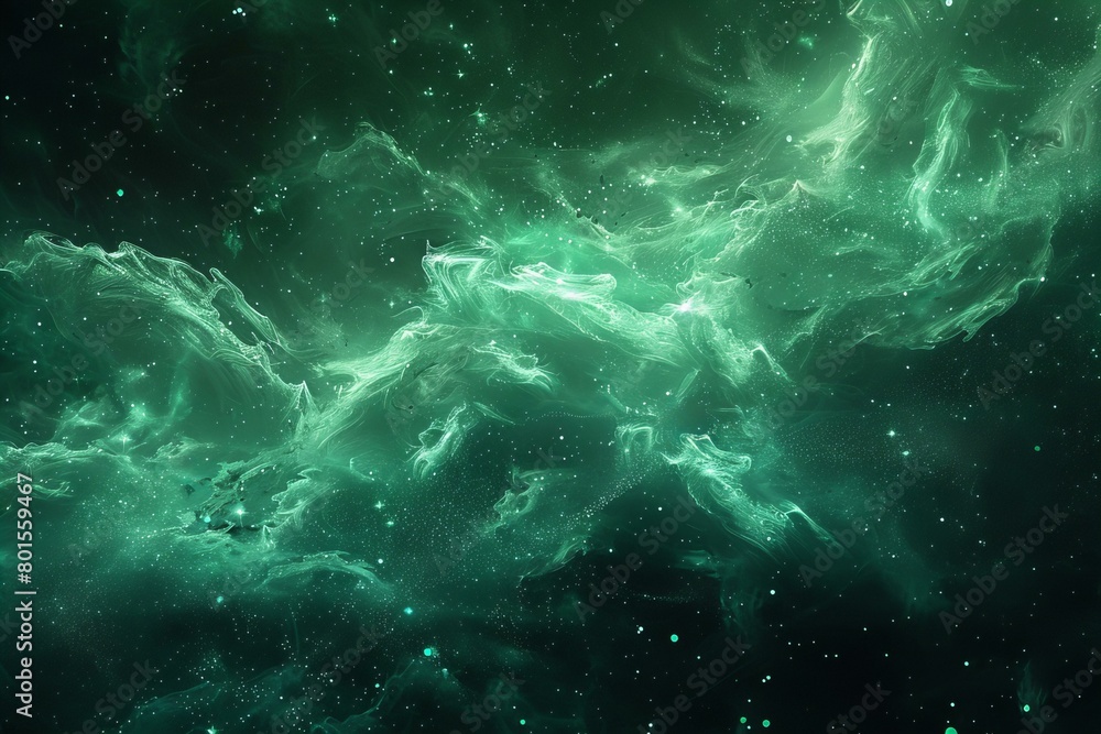 Mystic Green Nebula Dust Clouds in Deep Space Mystic Green Nebula Dust Clouds in Deep Space