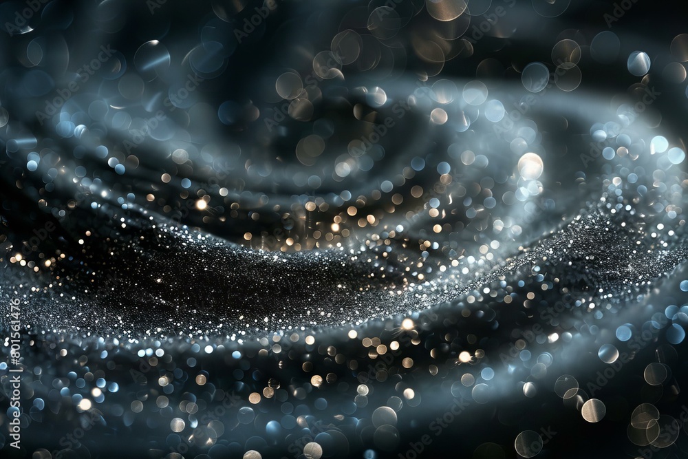 Sparkling Silver Stardust with Abstract Swirls in Dark Background Sparkling Silver Stardust with Abstract Swirls in Dark Background