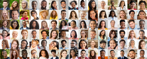 Photography A portrait collage emphasizing diversity, showcasing a wide range of people from