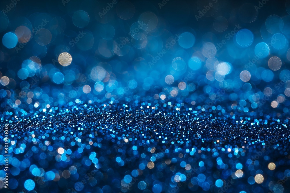 Sparkling Blue Glitter Background with Bokeh Effect