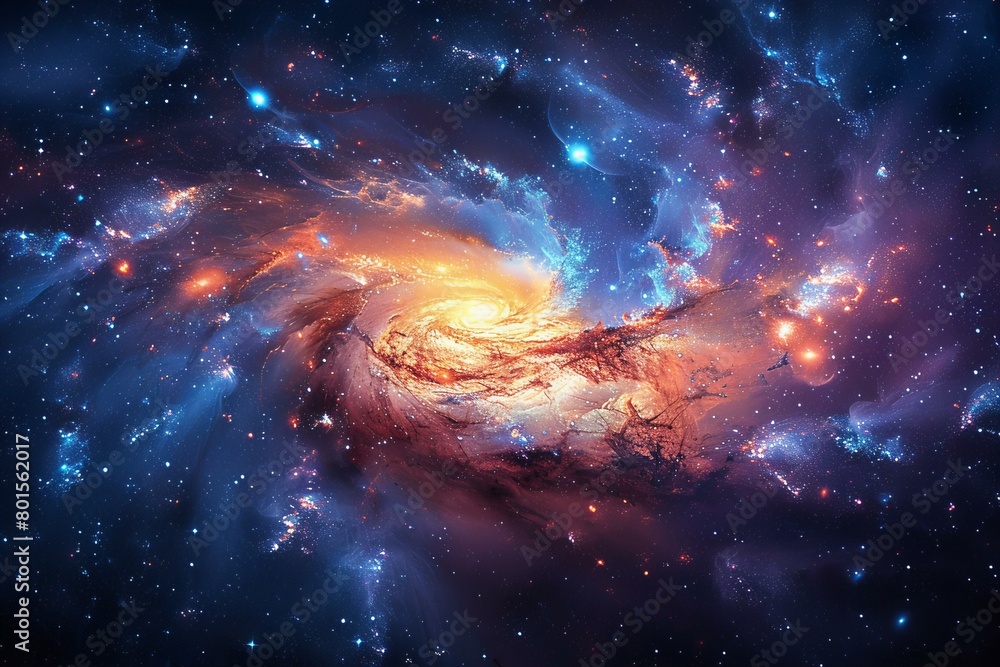 Stunning Cosmic Galaxy Swirling With Vibrant Colors and Stars Stunning Cosmic Galaxy Swirling With Vibrant Colors and Stars