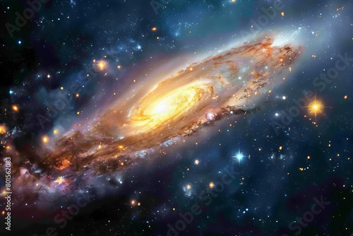 Stunning Spiral Galaxy Amidst Twinkling Stars in Deep Space