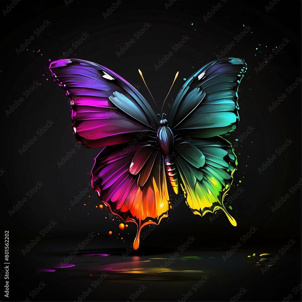 Image wallpaper of abstract butterfly created with isolated on dark background.