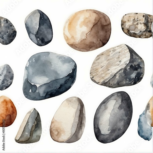 Stones in the beach, Cap Gris Nez, Cote d'opale, Pas-de-Calais, France photo