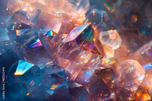 Vibrant Zircon Crystals Illuminated by Colorful Light Effects