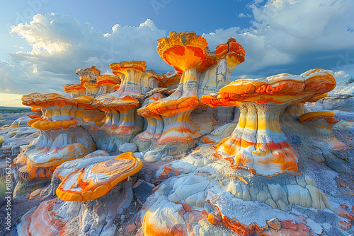 Alien landscape: eroded desert rock formations photo