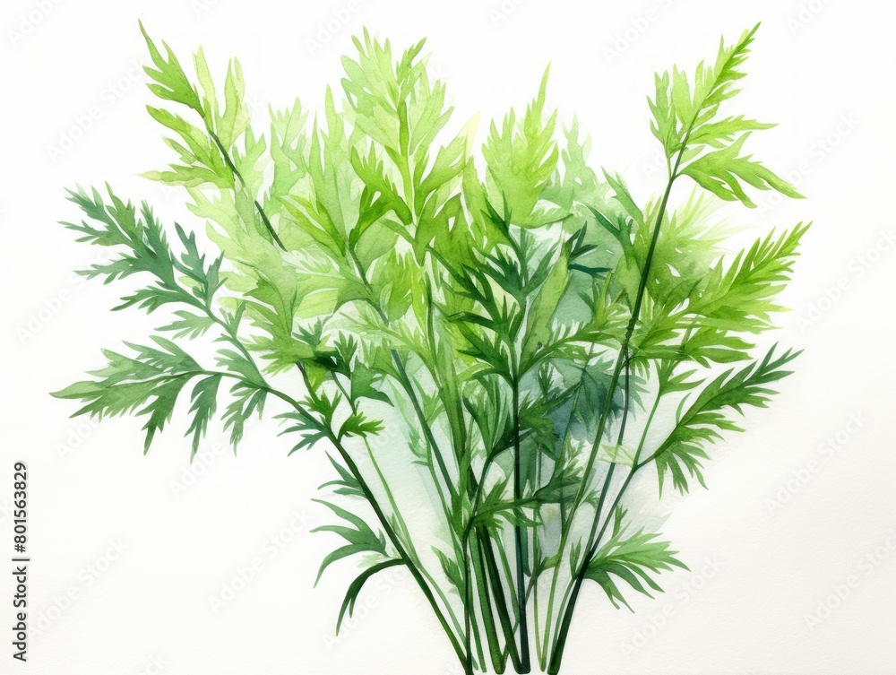 Fototapeta premium Asparagus fern watercolor style isolated on white background