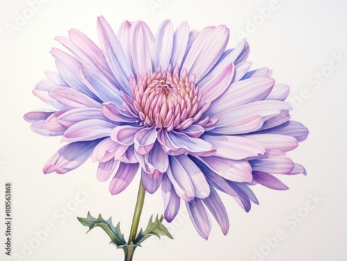 Aster watercolor style isolated on white background