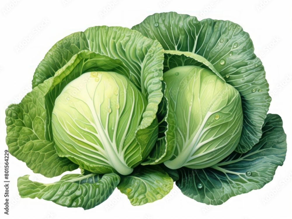 Fototapeta premium Cabbage watercolor style isolated on white background