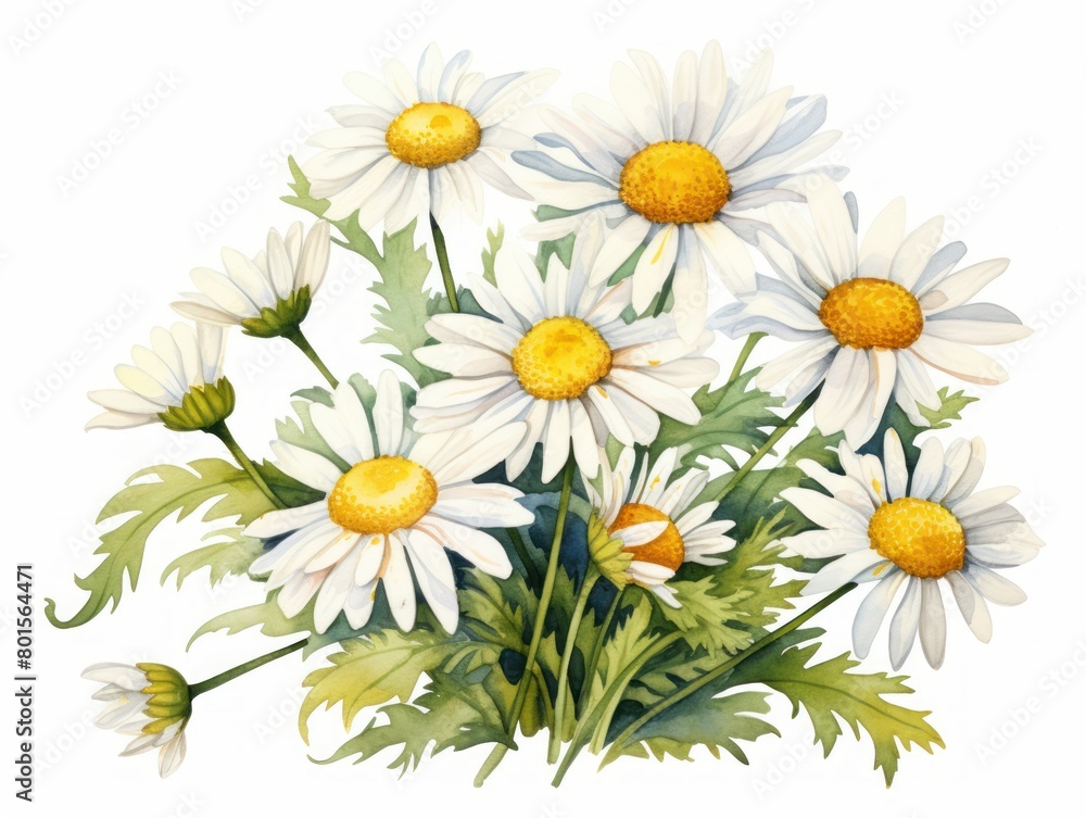 Chamomile watercolor style isolated on white background Chamomile watercolor style isolated on white background
