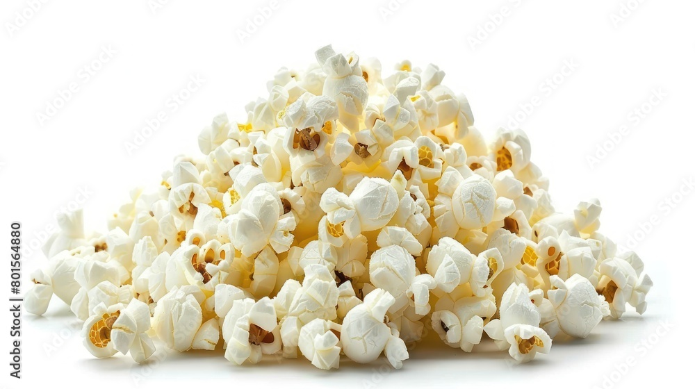 Pile of popcorn on isolated white background. generative AI image Pile of popcorn on isolated white background. generative AI image