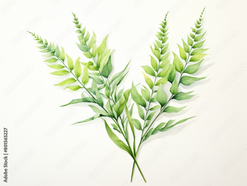 Foxtail fern watercolor style isolated on white background Foxtail fern watercolor style isolated on white background
