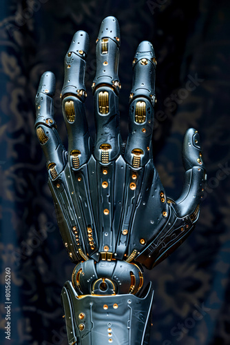 Robot hand close-up. Artificial intelligence, machine learning.