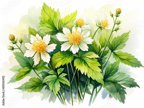 Goldenseal watercolor style isolated on white background photo