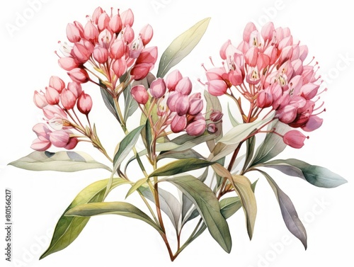 Milkweed watercolor style isolated on white background