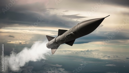 Ballistic intercontinental missile of the future in flight