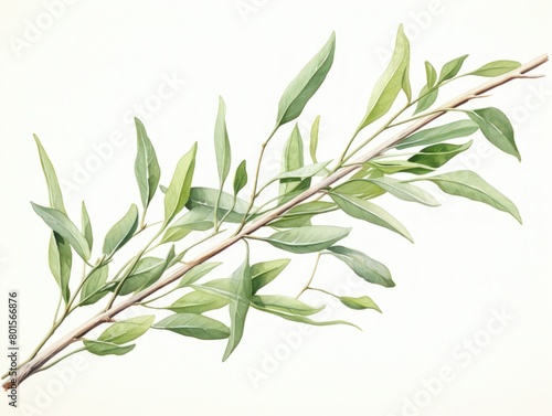 Willow watercolor style isolated on white background